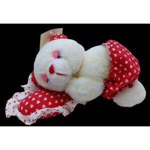 Great American Fun Corp sleepy white bear plush Stuffed Red White  Pillow